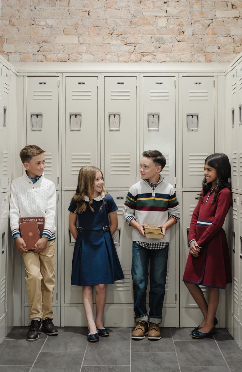 Hope & Henry Baby Boys' Organic Half Zip Sweater, Infant, Alternate, color, Gray With Homeroom Stripe