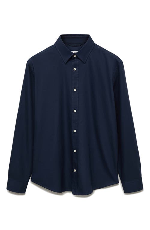 Mango Regular Fit Cotton Oxford Button-up Shirt In Dark Navy