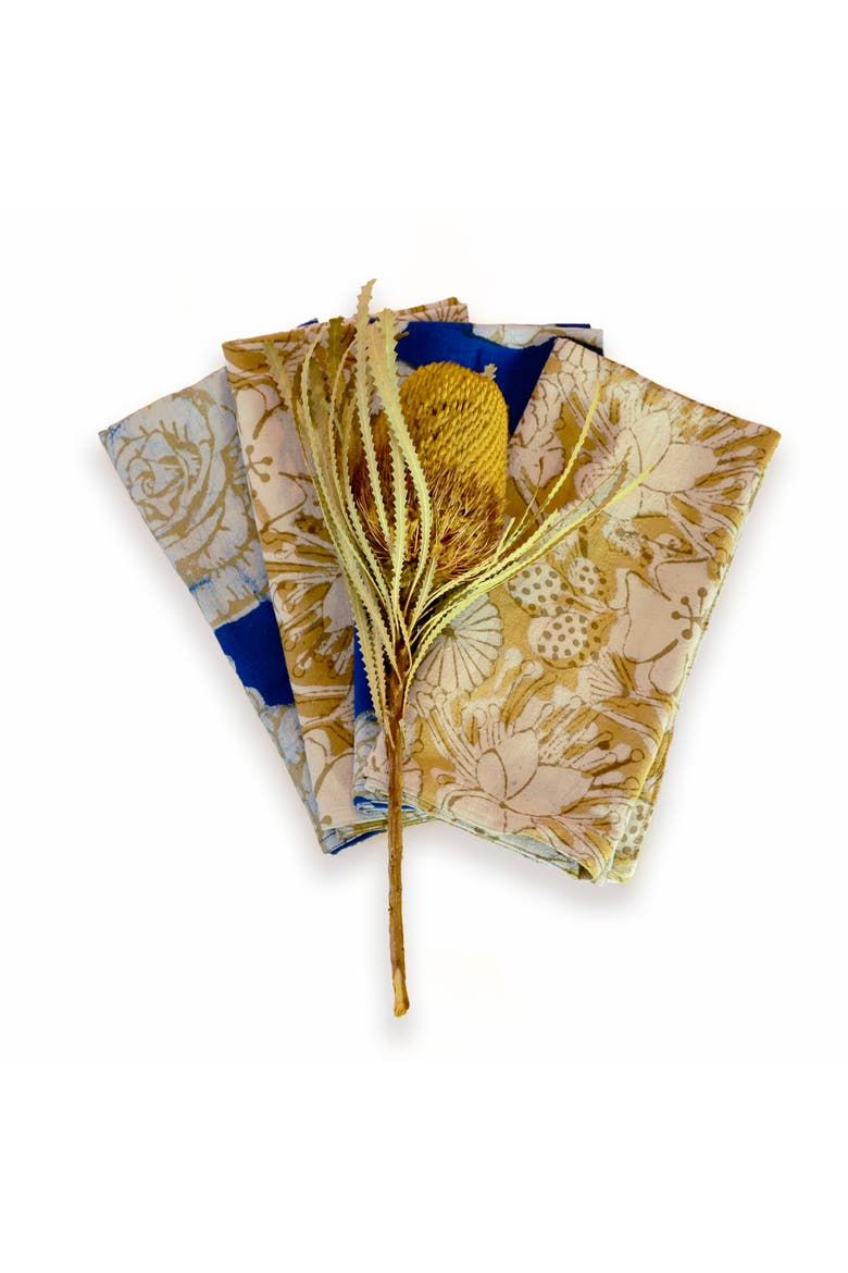 Mix & Match Block Print Cotton Napkins, Alternate, color, Gold