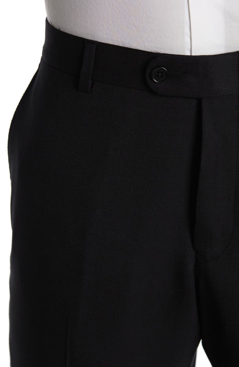 Hickey Freeman Black Solid Two Button Notch Lapel Wool Suit, Alternate, color, 