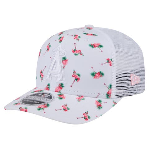 Men's New Era  White Los Angeles Angels Flamingo Mesh Back 9SEVENTY Stretch-Snap Hat
