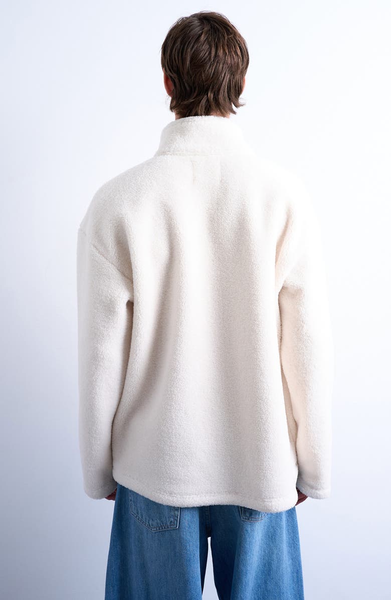 Topman Quarter Zip High Pile Fleece Sweatshirt, Alternate, color, Ecru