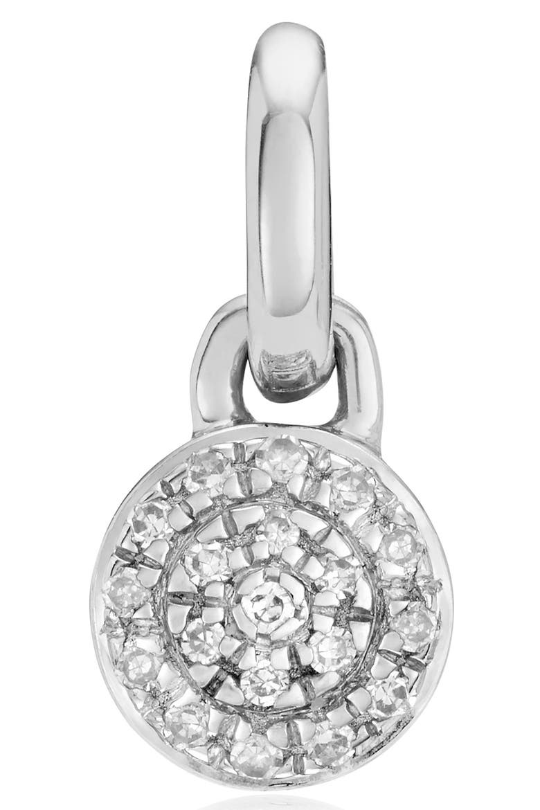 Fiji Mini Diamond Button Pendant Charm, Alternate, color, SILVER/ DIAMOND