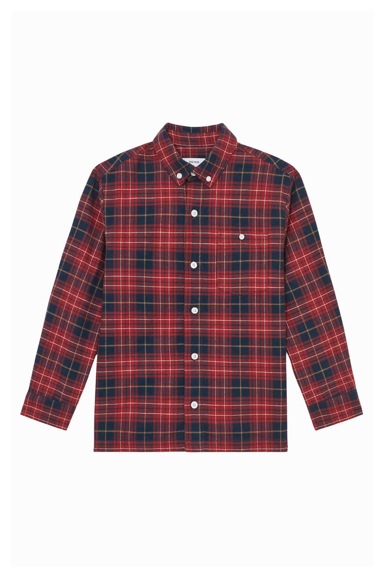 Kids' Bronts Kids' Plaid Cotton Button-Down Shirt, Main, color, RED/ NAVY BLUE
