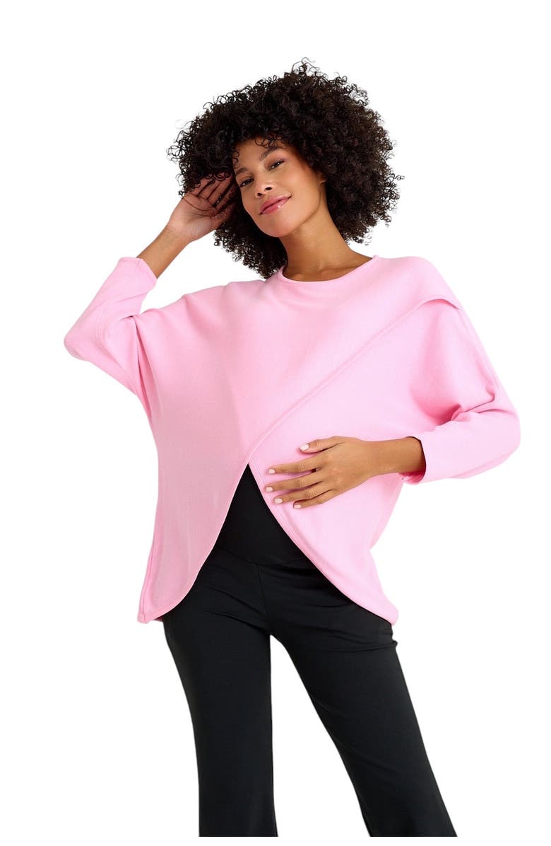 Accouchée Let Loose Crossover Long Sleeve Maternity/Nursing Knit Top, Alternate, color, Light Pink