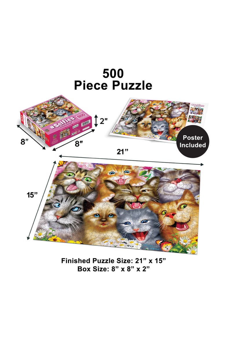 Purrfect Portraits 500 Piece Puzzle, Alternate, color, Multicolor