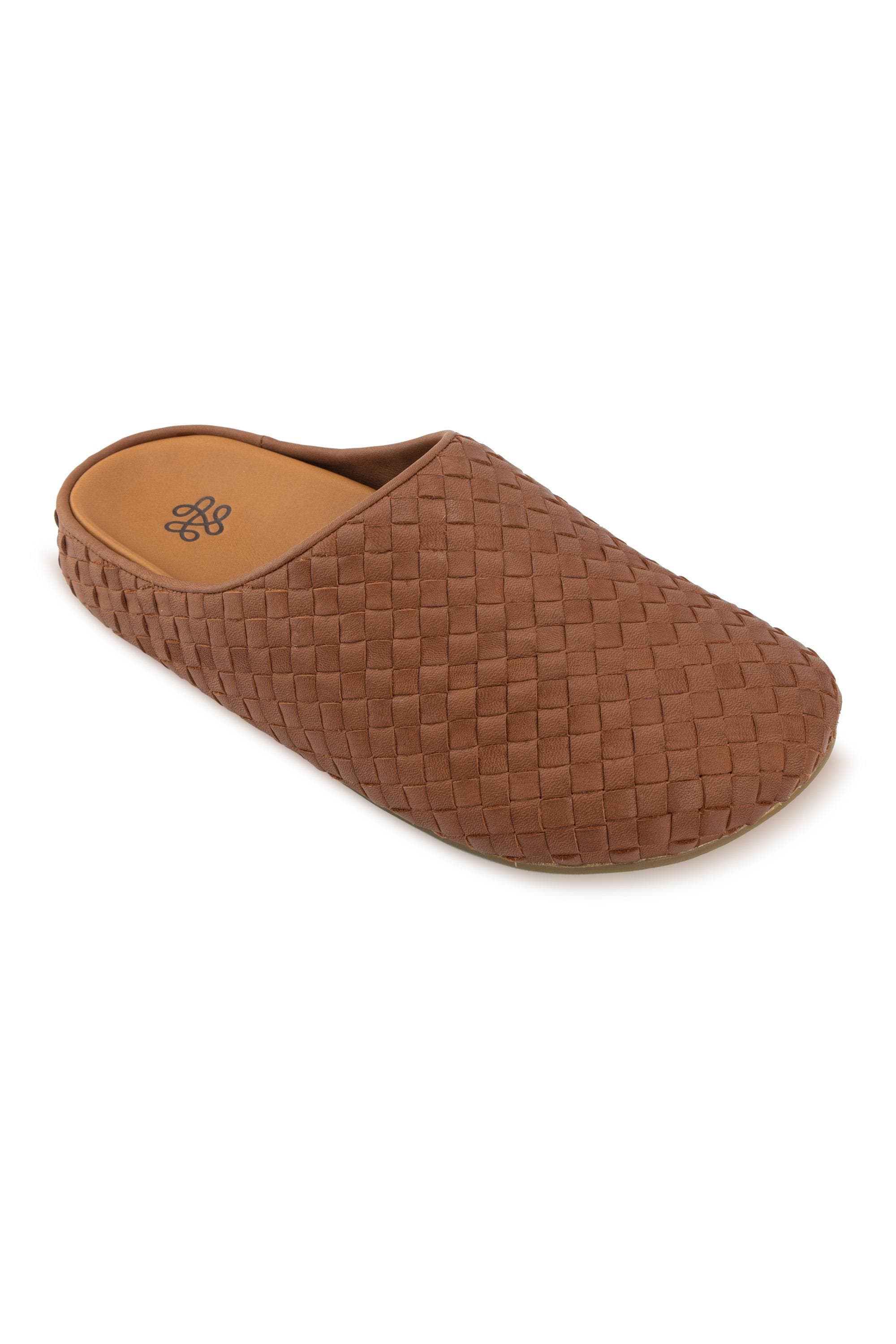 Bolinas Leather Woven Clog, Alternate, color, Cognac Woven