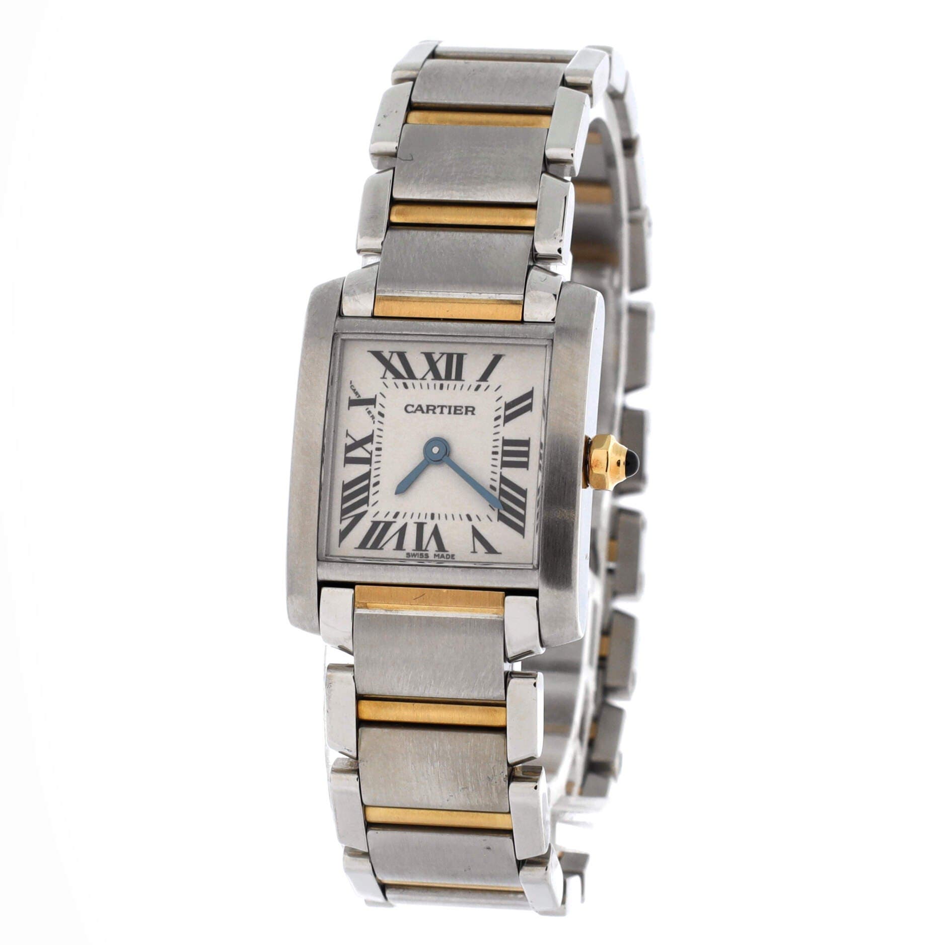 Tank Francaise Quartz Watch Stainless Steel and Yellow Gold 20, Alternate, color, Metallic Silver