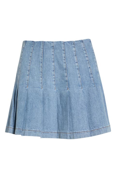 Carter Pleated Denim Miniskirt
