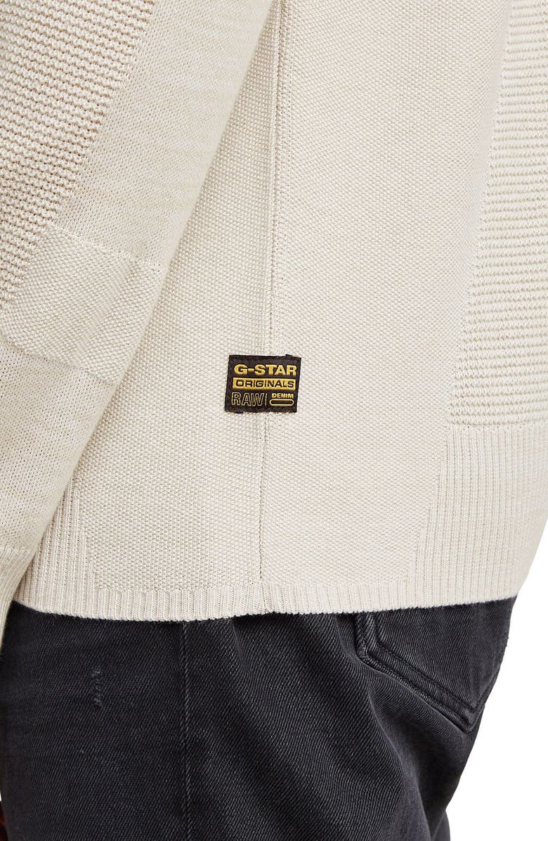 G-STAR 3D Biker Textureblock Crewneck Sweater, Alternate, color, White Bait Multi