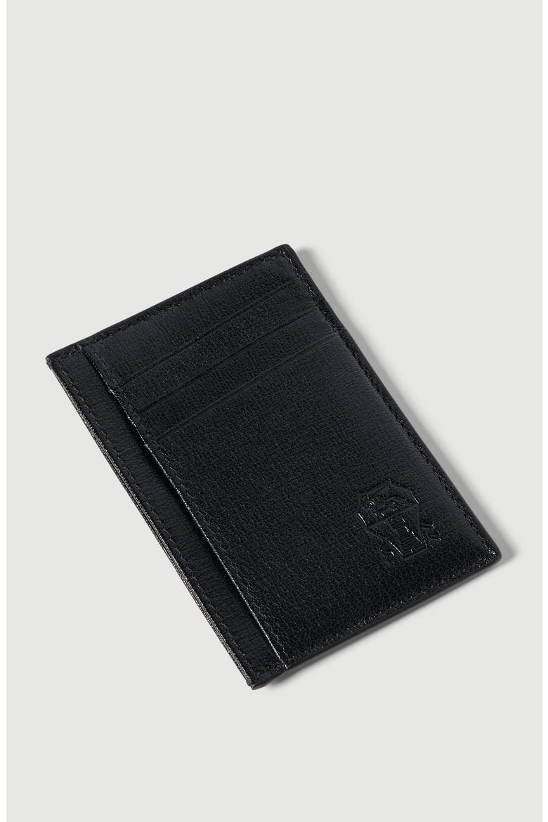 Brushed leather card holder, Alternate, color, Black