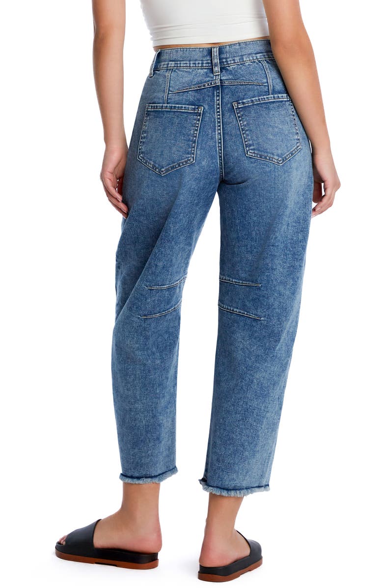 HINT OF BLU Frayed High Waist Crop Barrel Jeans, Alternate, color, Frantastic Blue