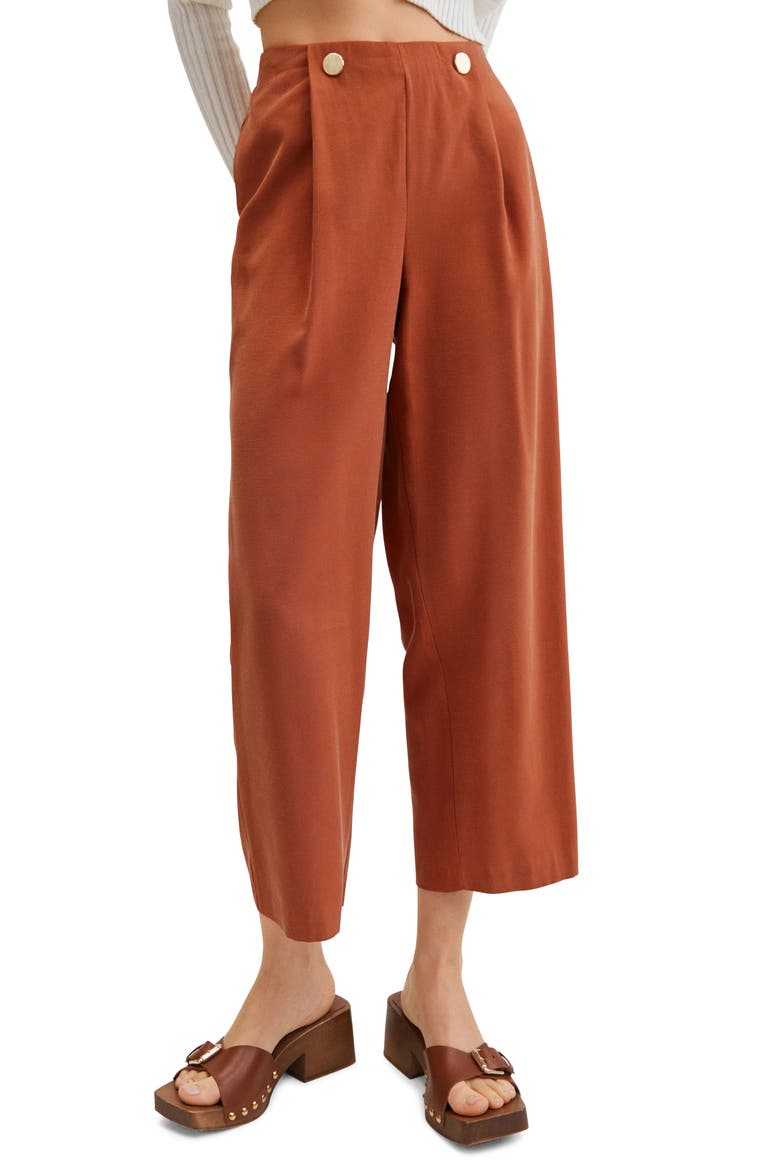Button Detail Crop Pants, Main, color, BURNT ORANGE