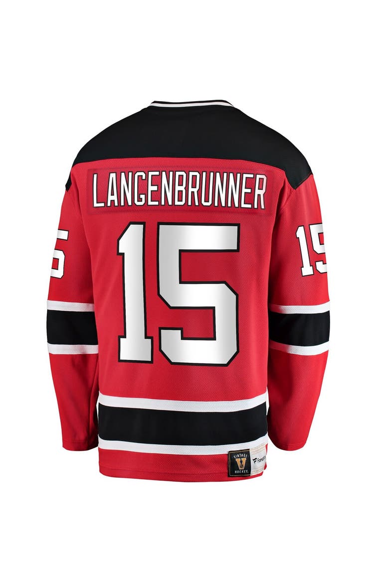 Men's Fanatics Branded Jamie Langenbrunner Red New Jersey Devils Premier Breakaway Retired Player Jersey, Alternate, color, Red