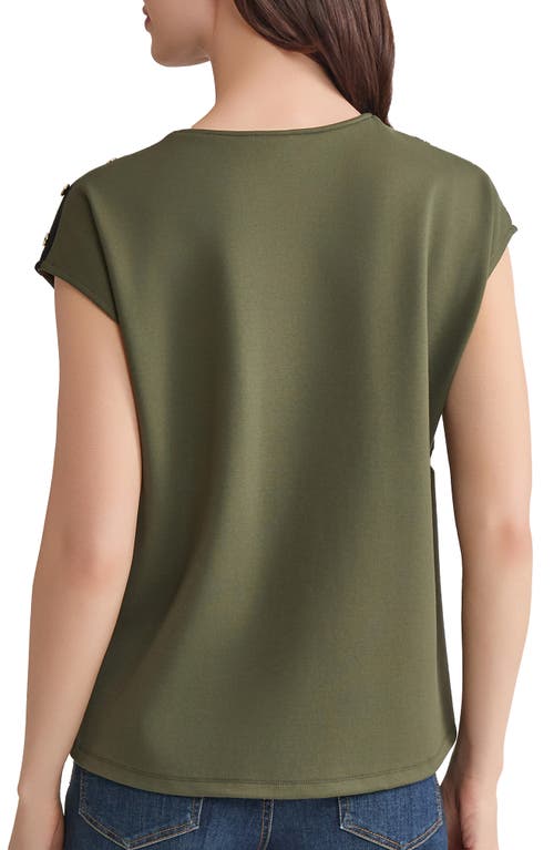 Jones New York Contrast Trim Drop Shoulder Top In Green