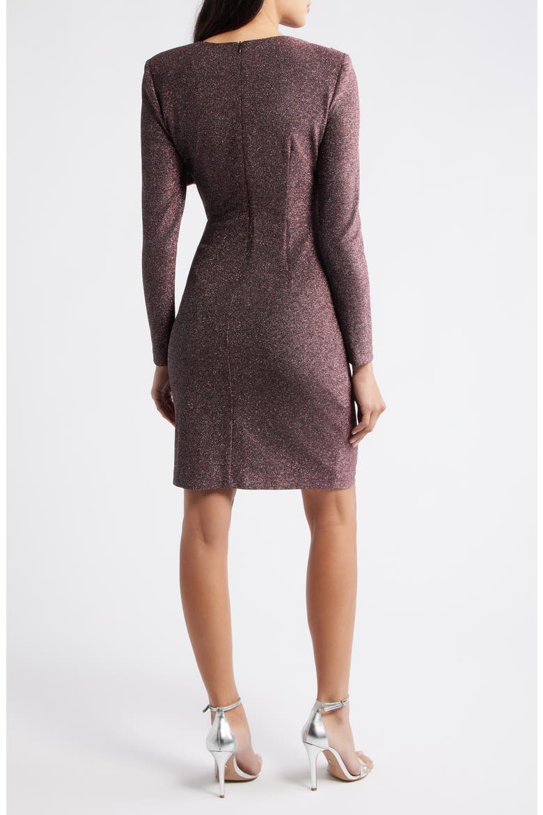 Long Sleeve Ruched Cocktail Dress, Alternate, color, WINE