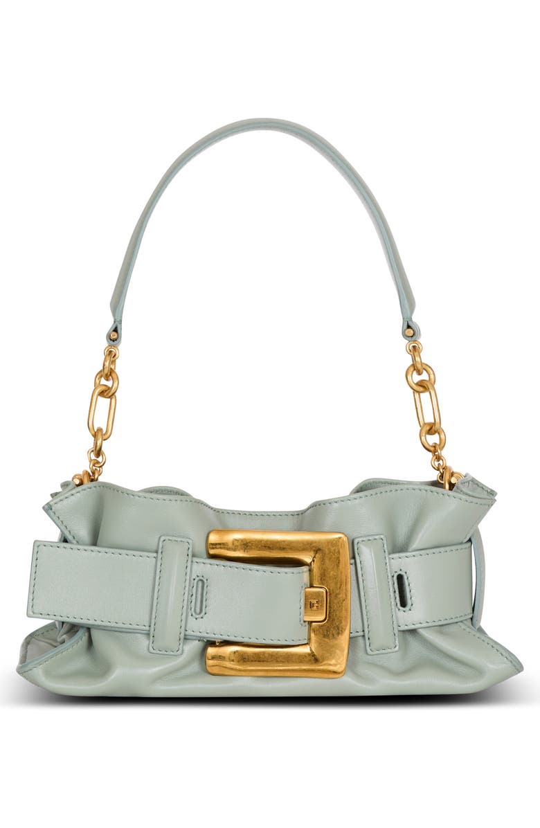 Balmain Mini Anthem bag in calfskin leather, Main, color, Green