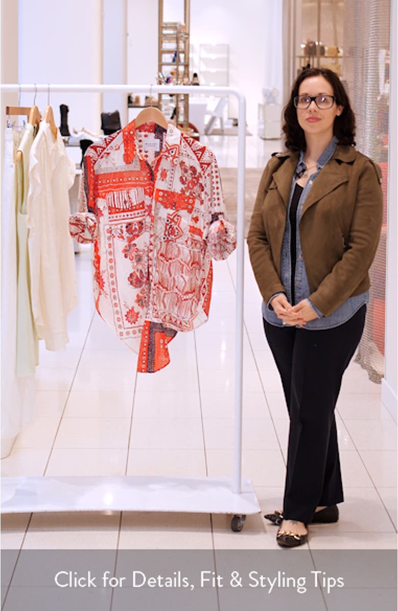 Nathy Bandana Print Cotton Tie Front Button-Up Shirt, sales video thumbnail