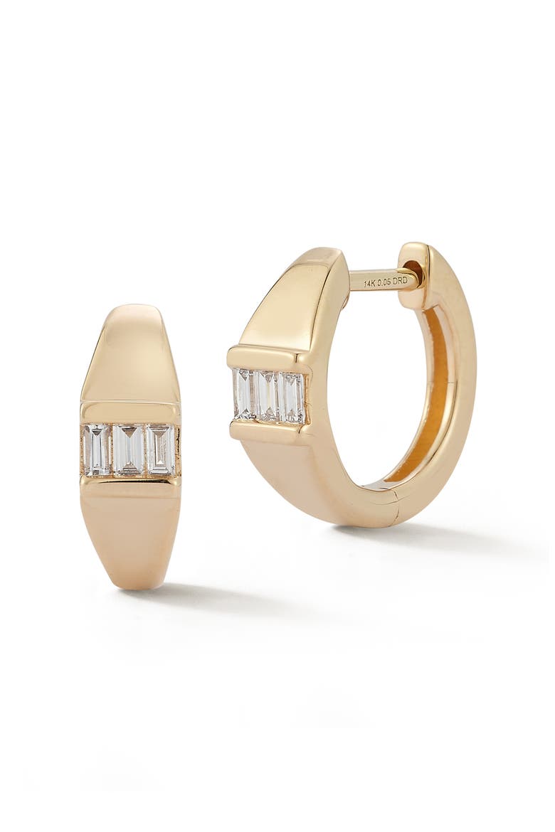 Sadie Pearl Diamond Baguette Center Hoop Earrings, Main, color, YELLOW GOLD