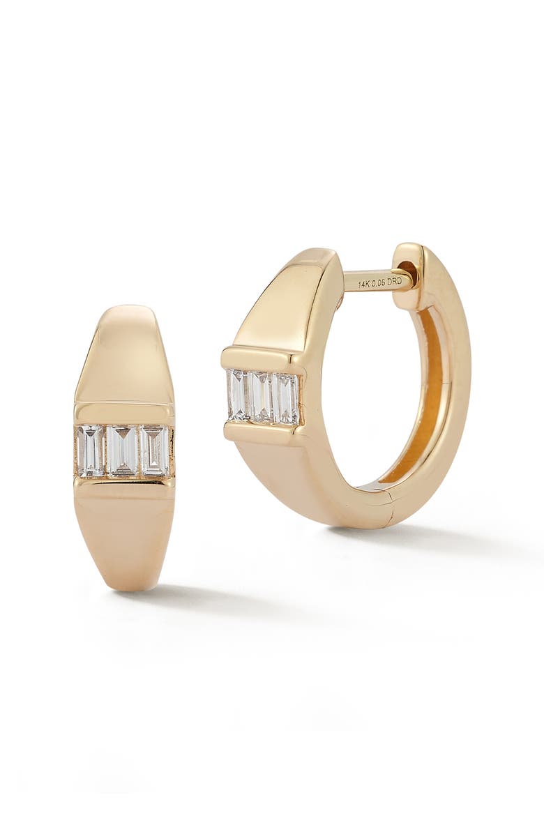 Dana Rebecca Designs Sadie Pearl Diamond Baguette Center Hoop Earrings, Main, color, Yellow Gold
