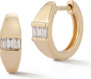 Dana Rebecca Designs Sadie Pearl Diamond Baguette Center Hoop Earrings