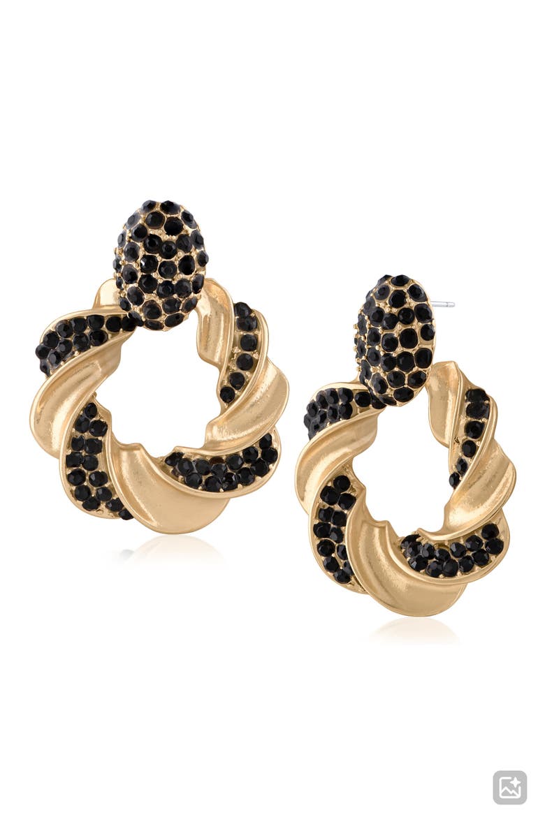Pavé Crystal Twist Stud Earrings (Nordstrom Exclusive), Main, color, BLACK/ GOLD