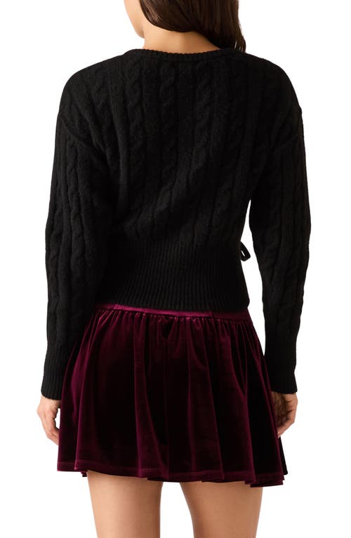 Steve Madden Saidee Ribbon Detail Cable Cardigan In Black