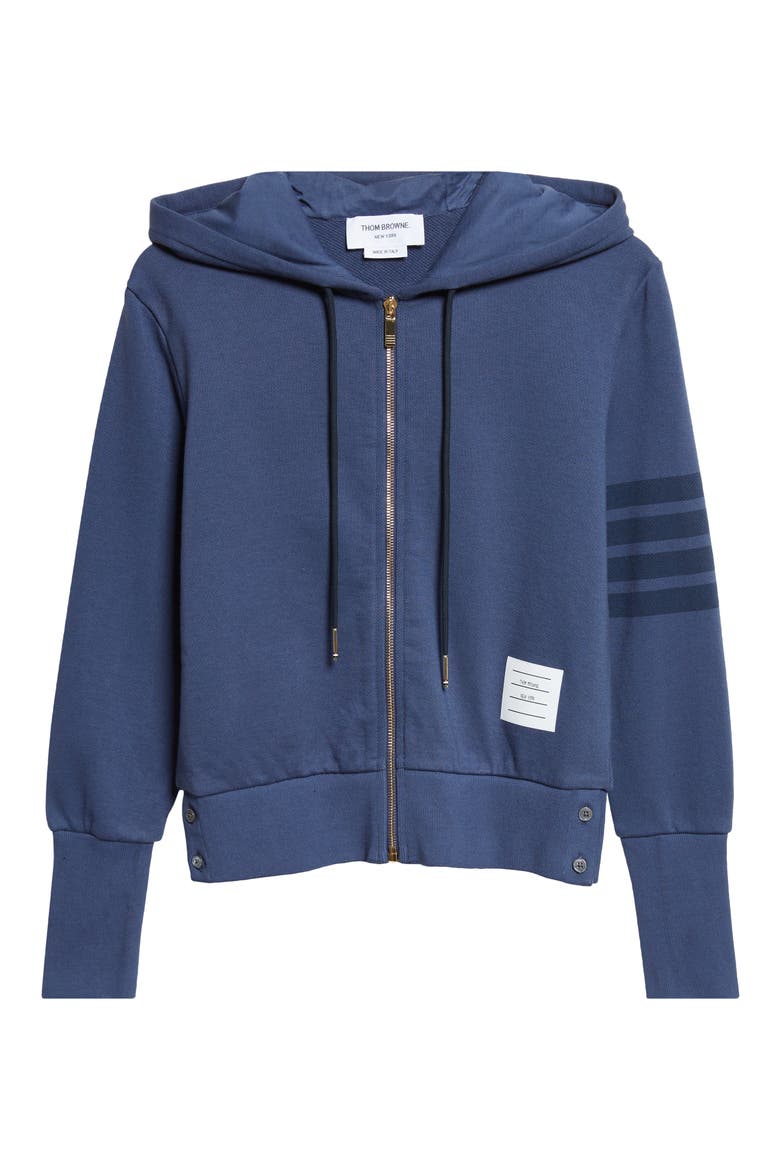 4-Bar French Terry Full Zip Hoodie, Alternate, color, NAVY