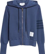 Thom Browne 4-Bar French Terry Full Zip Hoodie