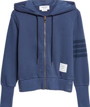 Thom Browne 4-Bar French Terry Full Zip Hoodie