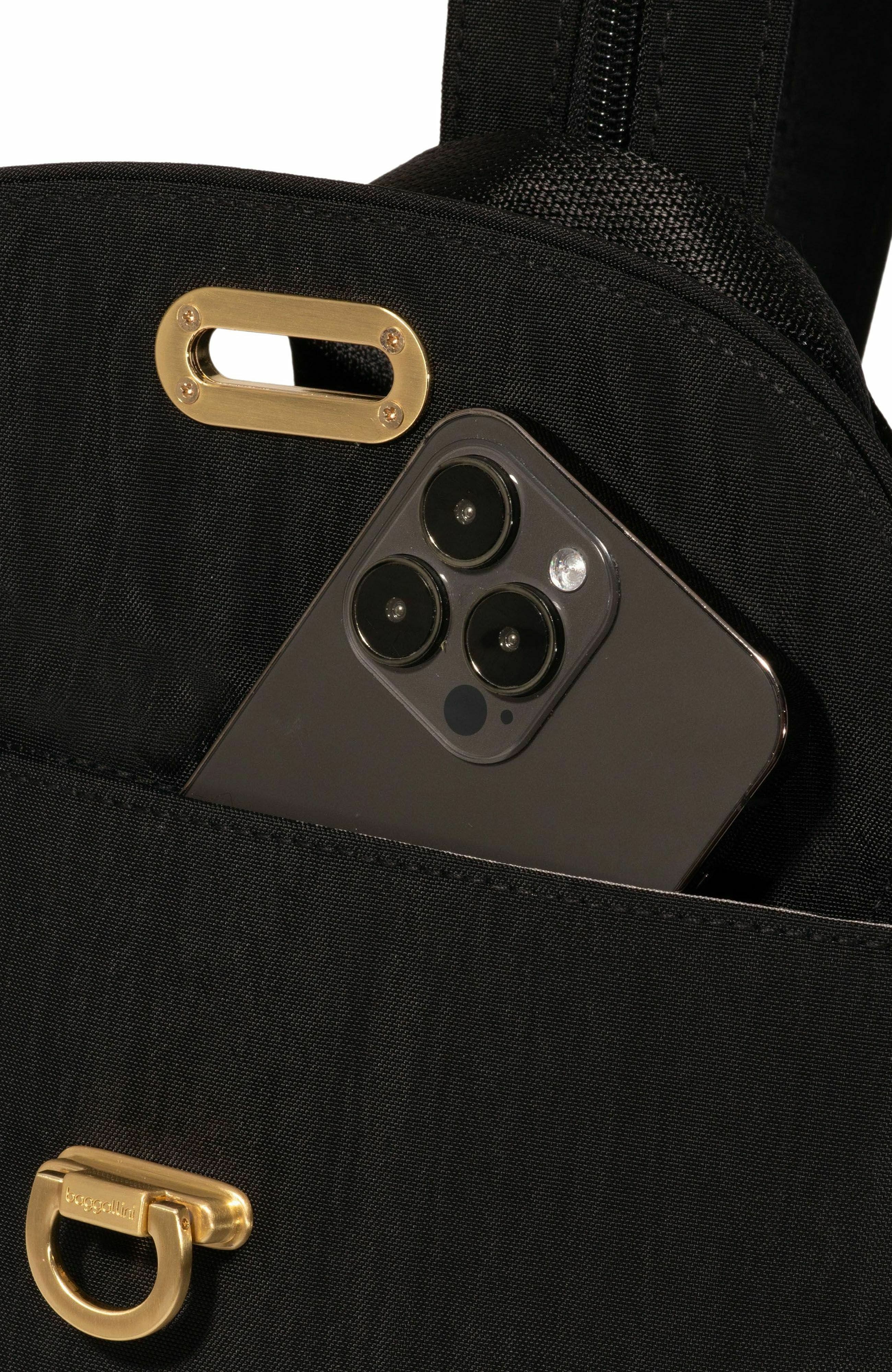 BAGGALLINI Coastal Flip Lock Day Pack, Alternate, color, Black With Gold Hardware