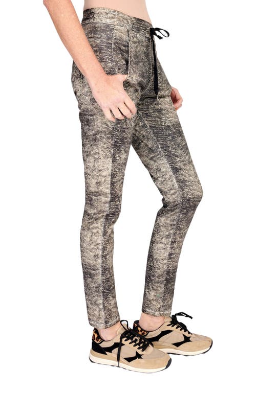 Alembika Abstract Reptile Skin Slim-fit Stretch Jeans In Gray
