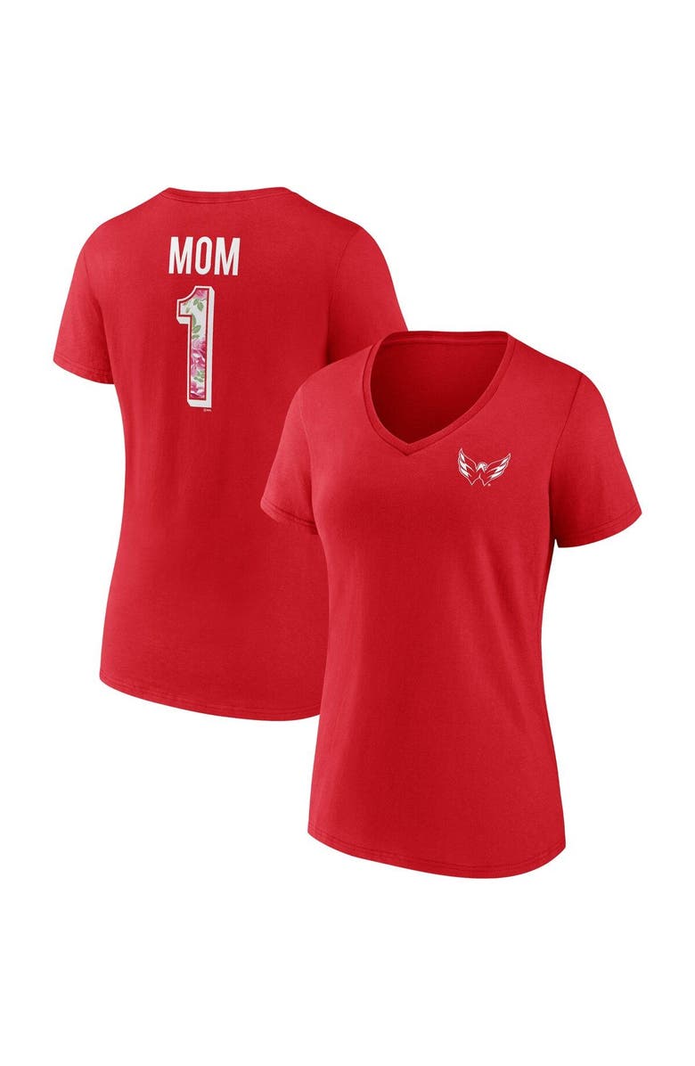 FANATICS Women's Fanatics Branded Red Washington Capitals Team Mother's Day V-Neck T-Shirt, Main, color, Red