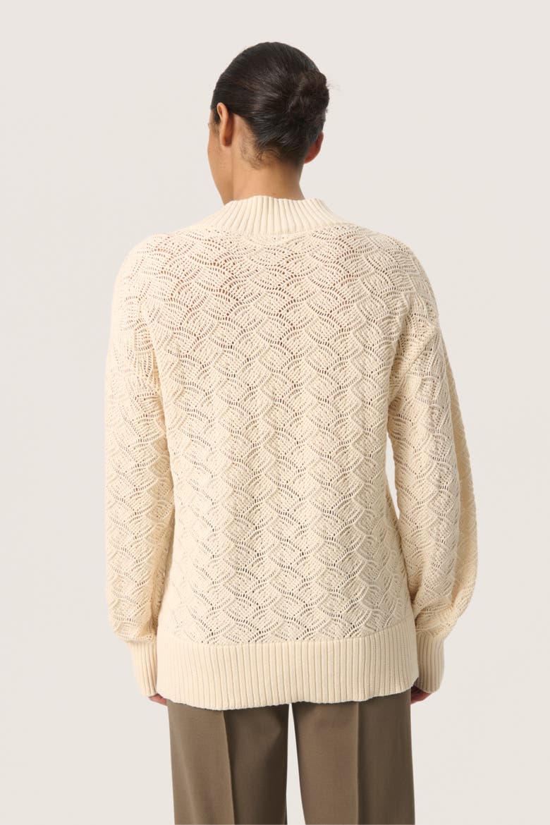 Slmusling V-Neck Pointelle Knit Pullover, Alternate, color, Whitecap Gray