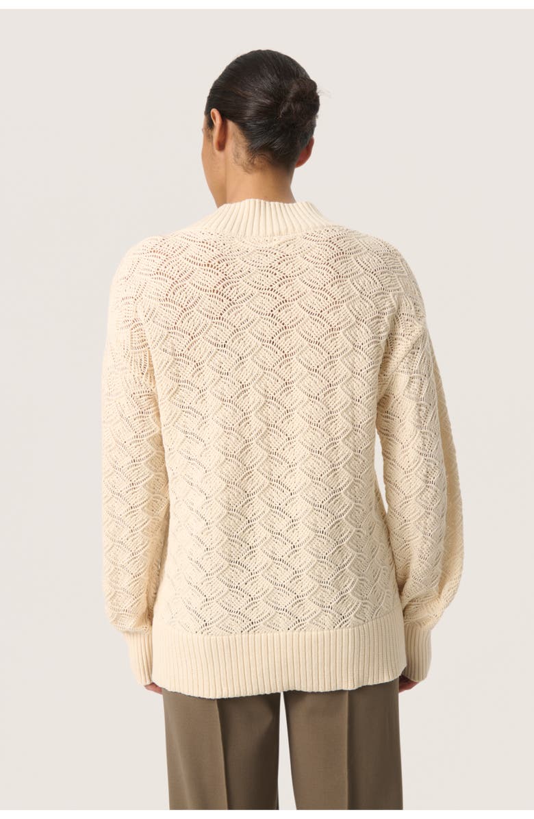 Soaked in Luxury Slmusling V-Neck Pointelle Knit Pullover, Alternate, color, Whitecap Gray