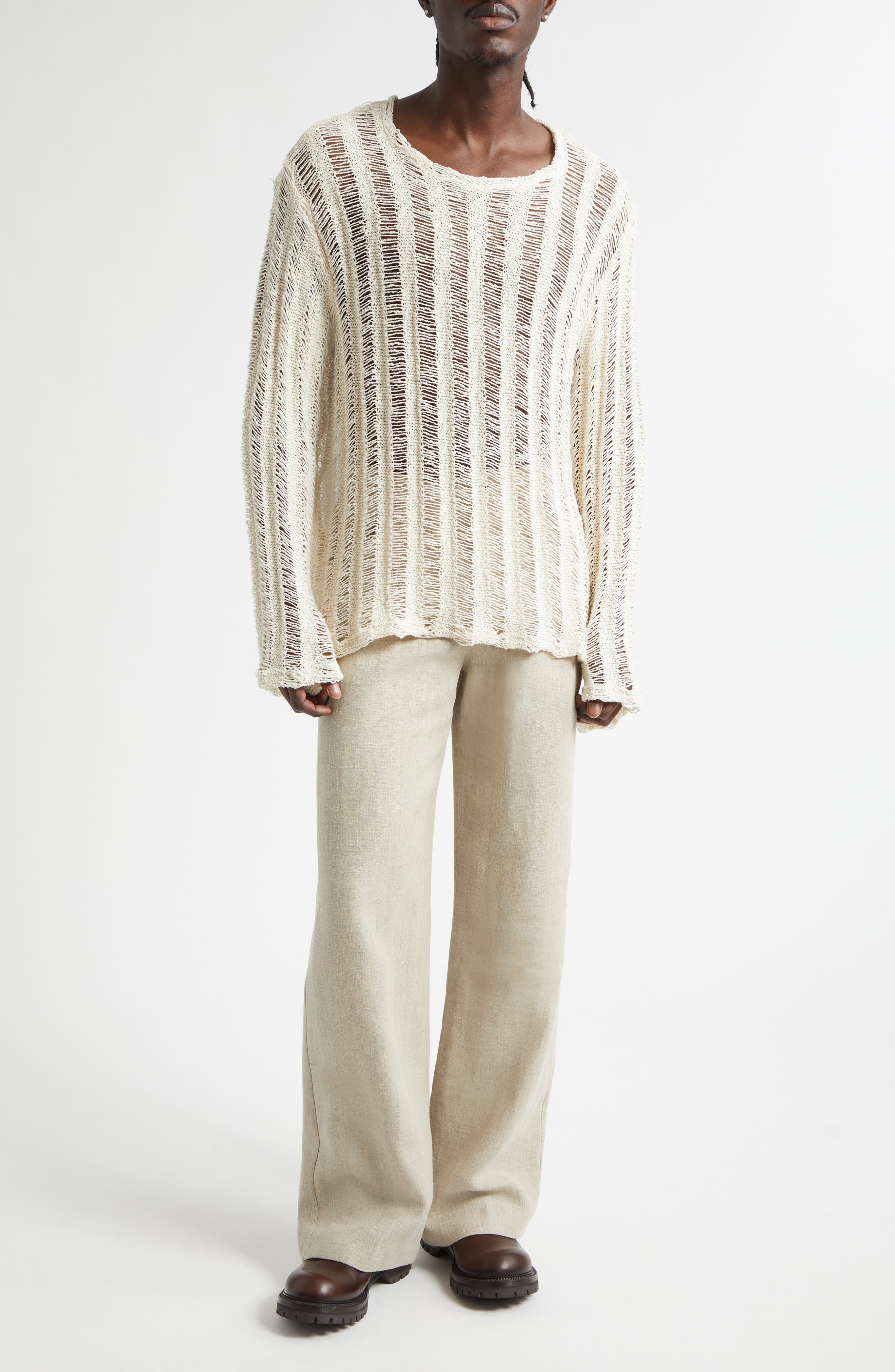Aestas Cotton Blend Open Stitch Sweater - image 2