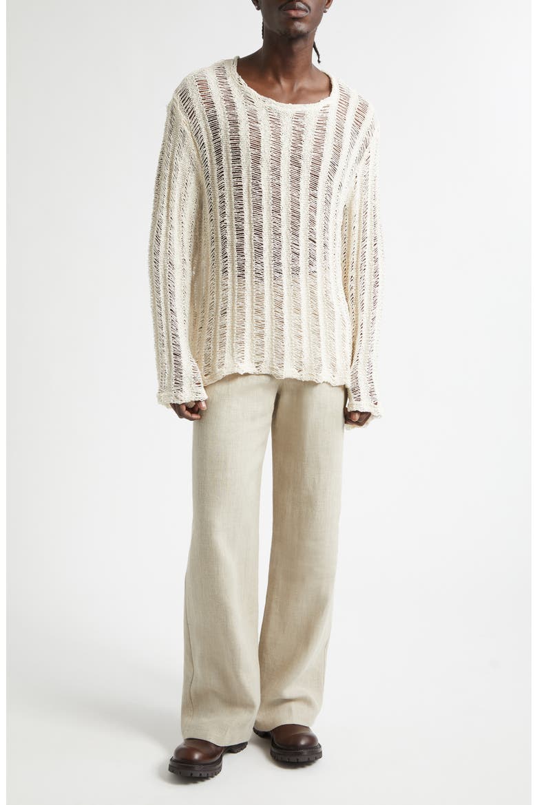Aestas Cotton Blend Open Stitch Sweater, Alternate, color, BROKEN WHITE COTTON