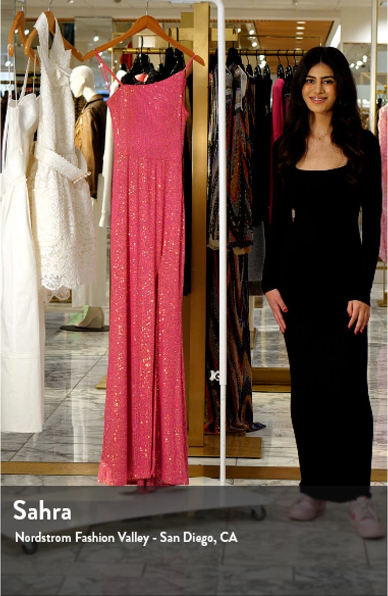 One-Shoulder Sequin Jersey Gown, sales video thumbnail