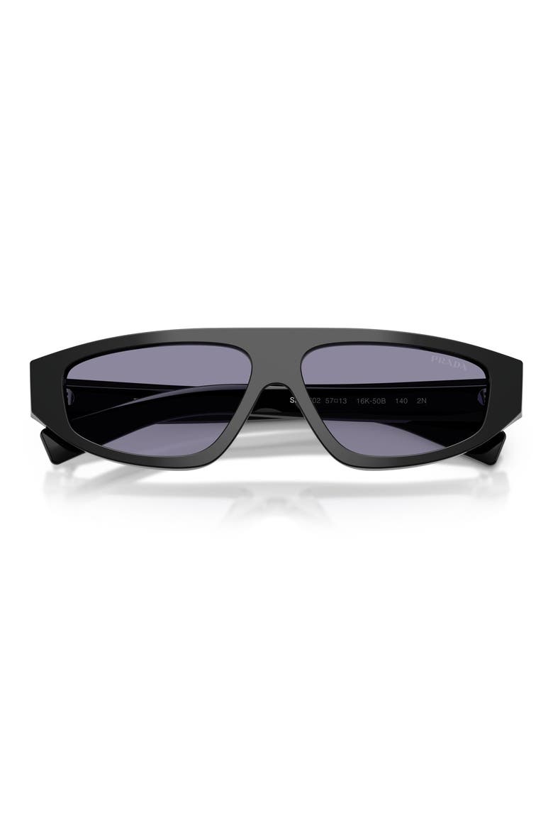 57mm Irregular Sunglasses, Alternate, color, BLACK / VIOLET MIRROR SILVER