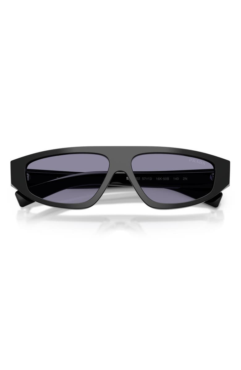 Prada 57mm Irregular Sunglasses, Alternate, color, Black / Violet Mirror Silver