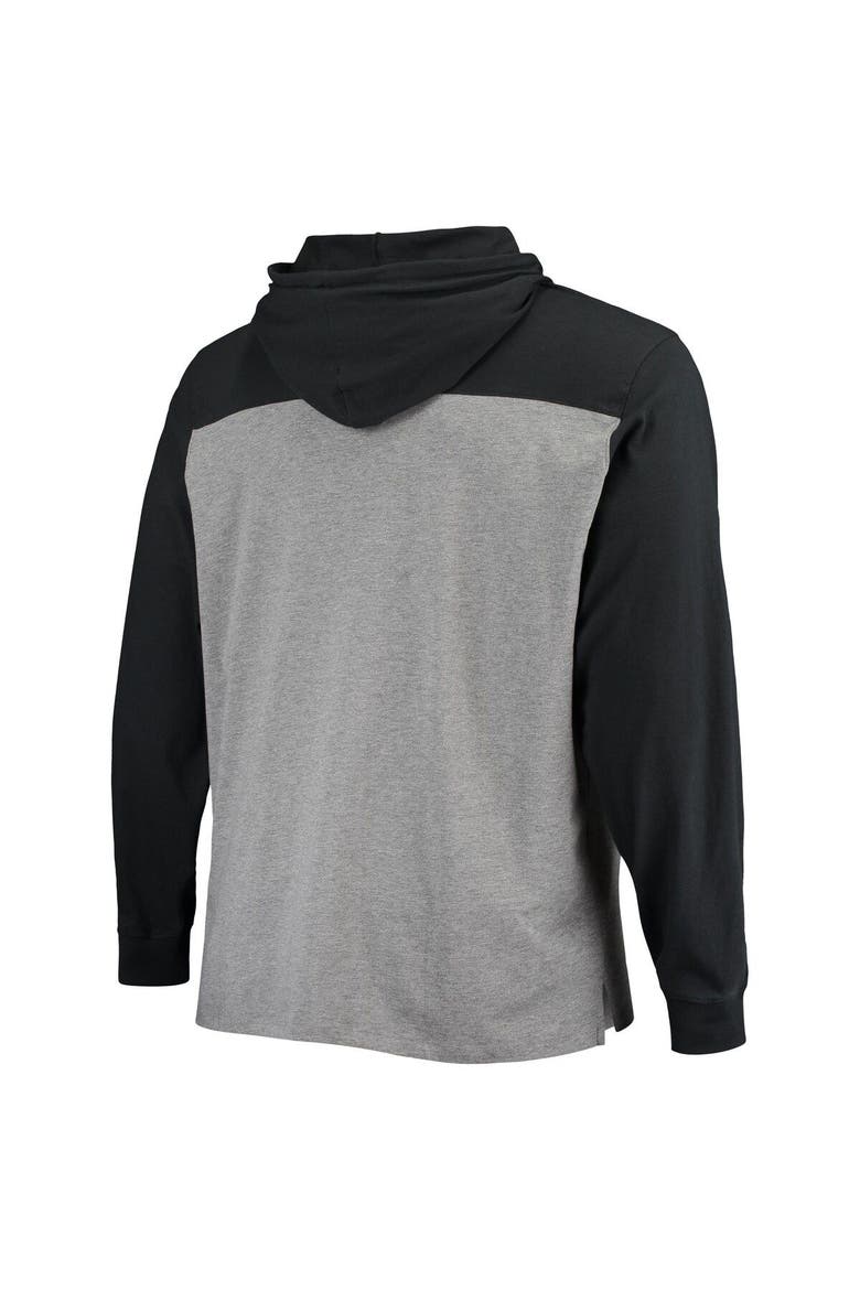 Men's '47 Heathered Gray/Black Las Vegas Raiders Franklin Wooster Long Sleeve Hoodie T-Shirt, Alternate, color, Heather Gray