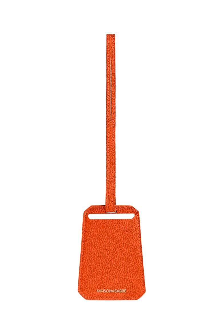 Leather Luggage Tag, Main, color, Manhattan Orange