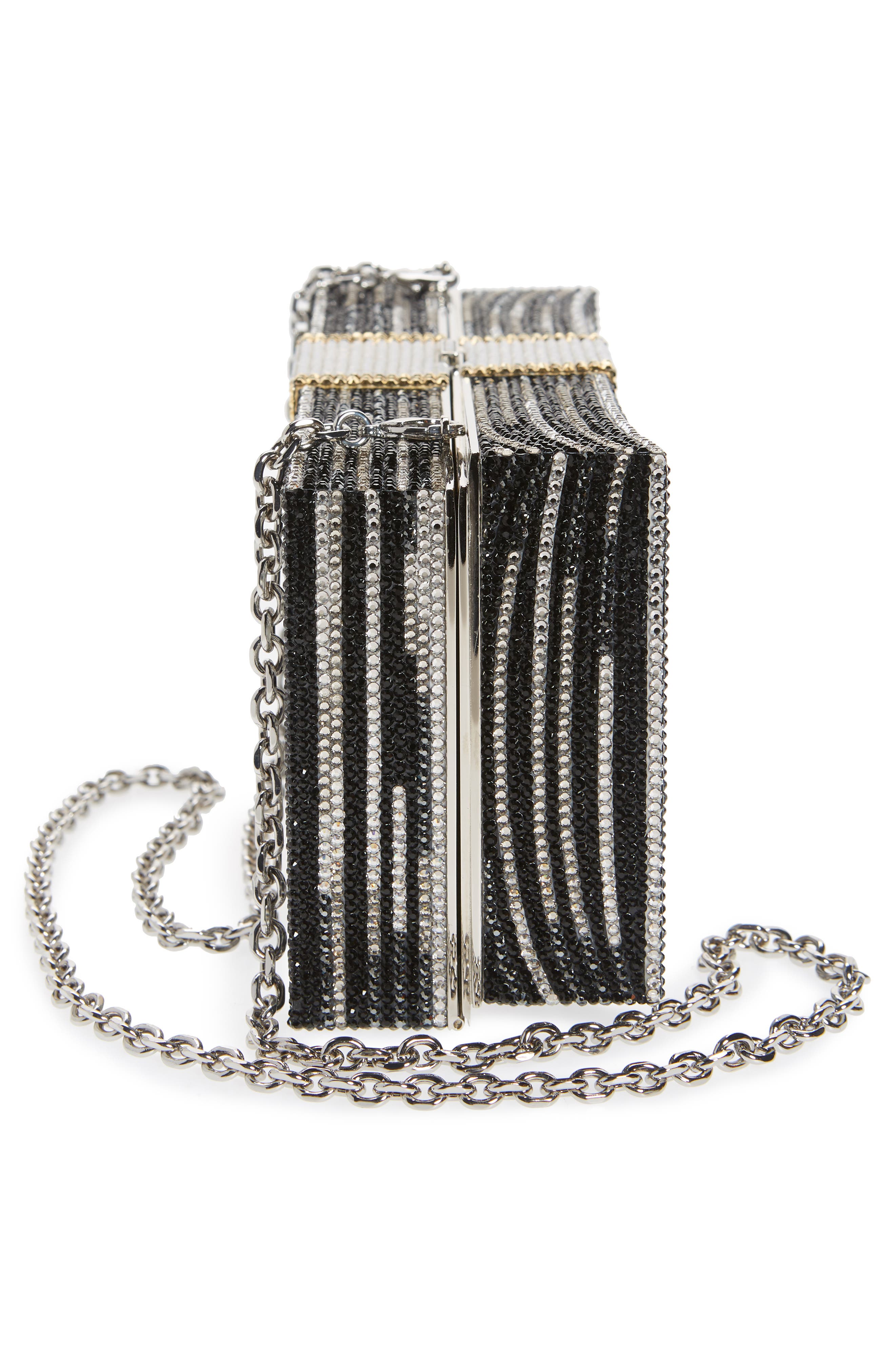 JUDITH LEIBER COUTURE Stack of Cash Billion Crystal Embellished Clutch, Alternate, color, Silver Jet Multi