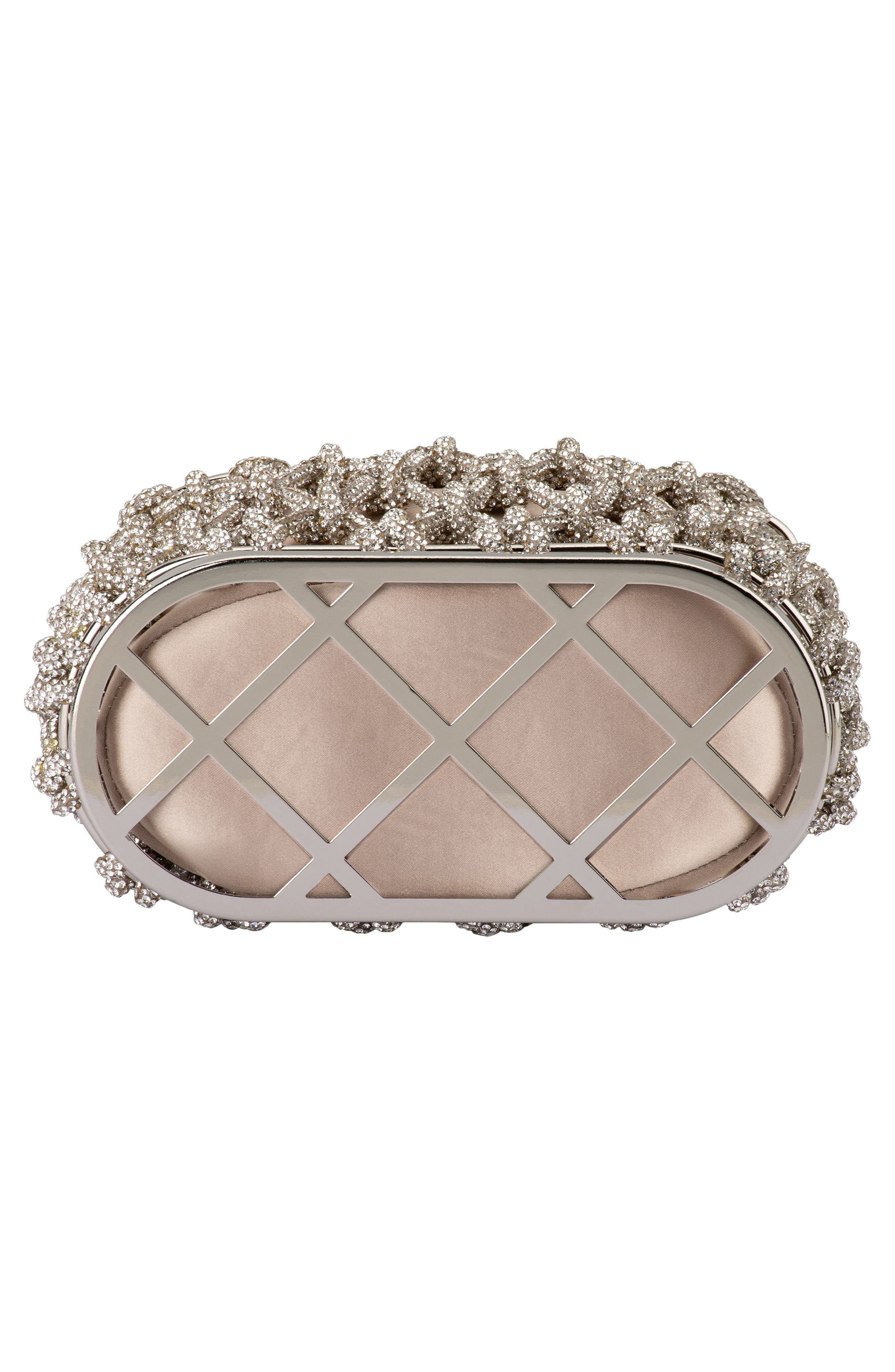 Olga Berg Amelia Crystal Cage Top Handle Bag, Alternate, color, Natural