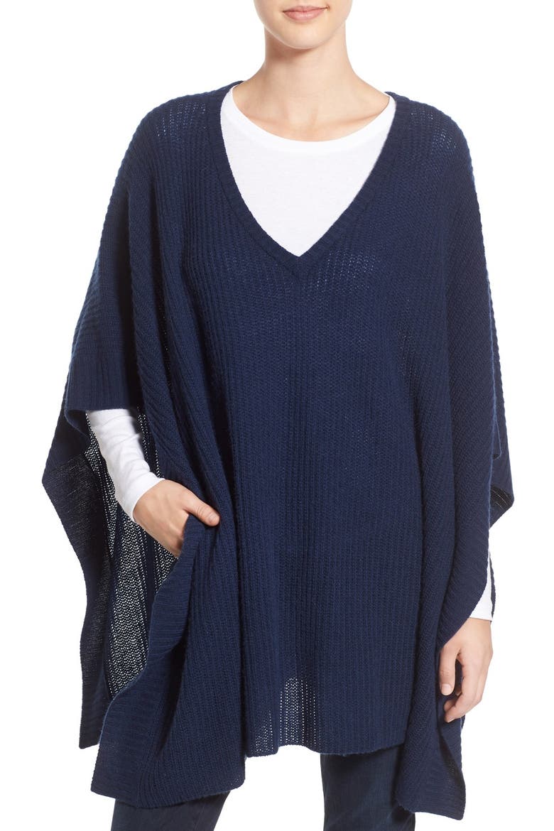 Cashmere Poncho, Main, color, NAVY NIGHT