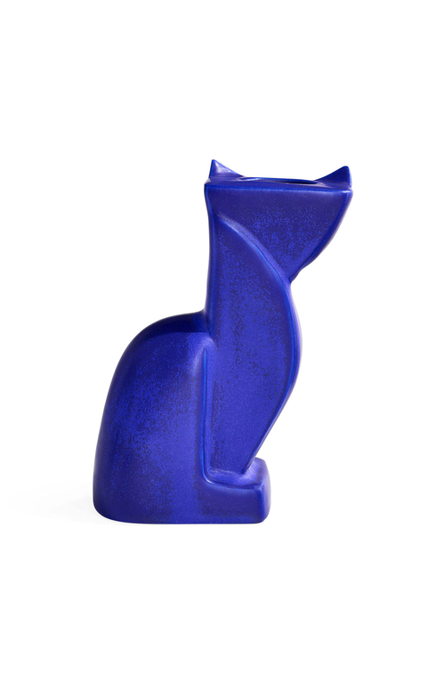 Jonathan Adler Cat Vase In Cobalt Blue