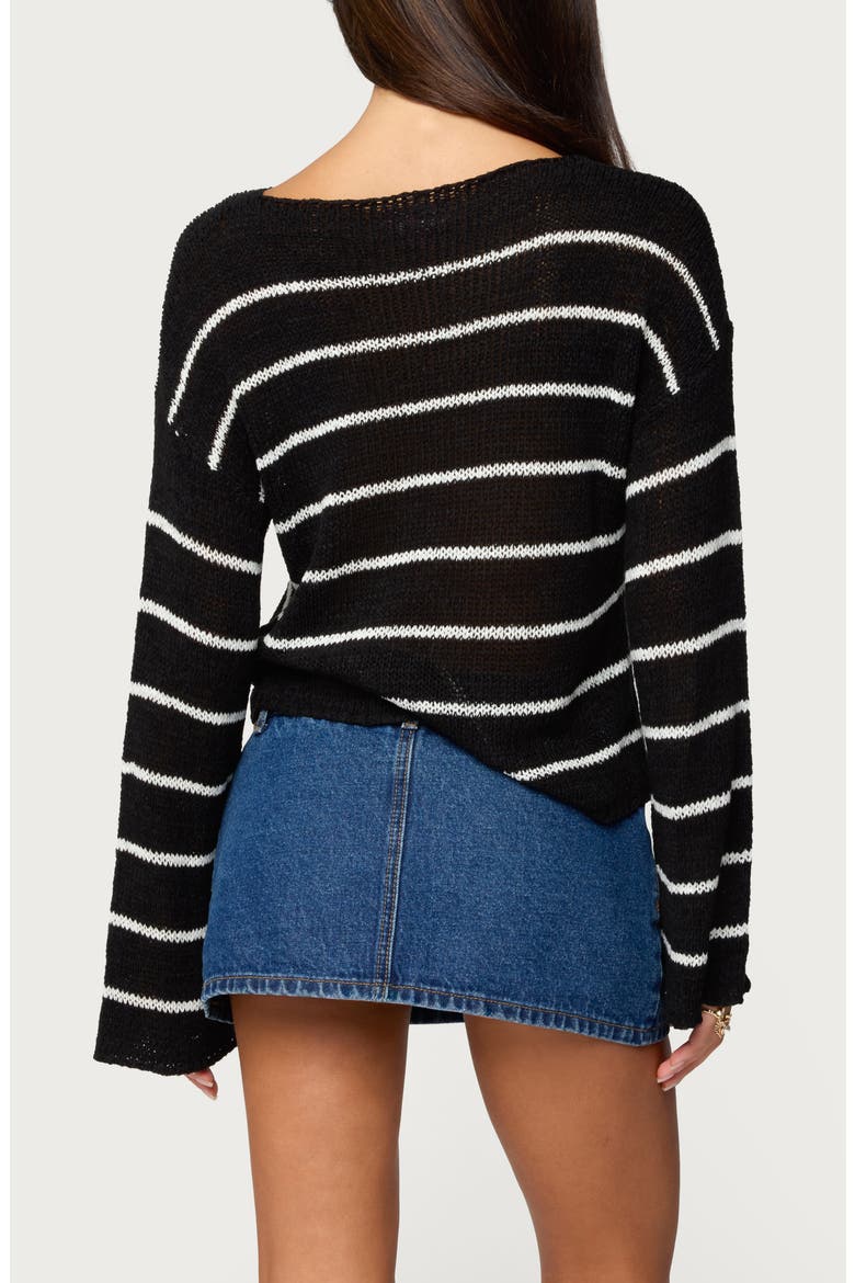 Stripe Drop Shoulder Sweater, Alternate, color, BLACK-AND-WHITE