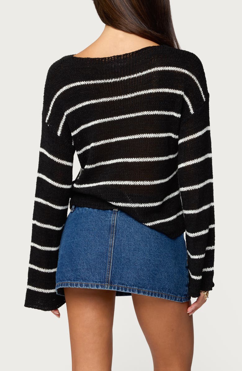 EDIKTED Stripe Drop Shoulder Sweater, Alternate, color, Black-And-White