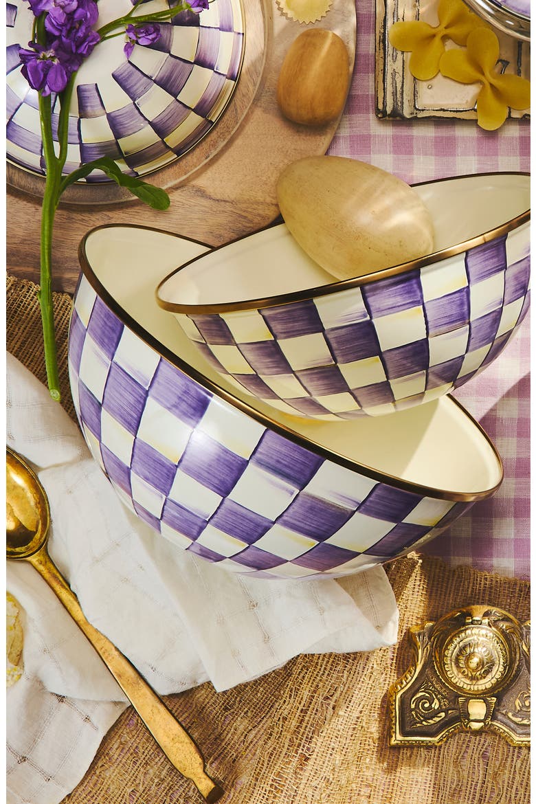 Violet Check Large Everyday Bowl, Alternate, color, VIOLET