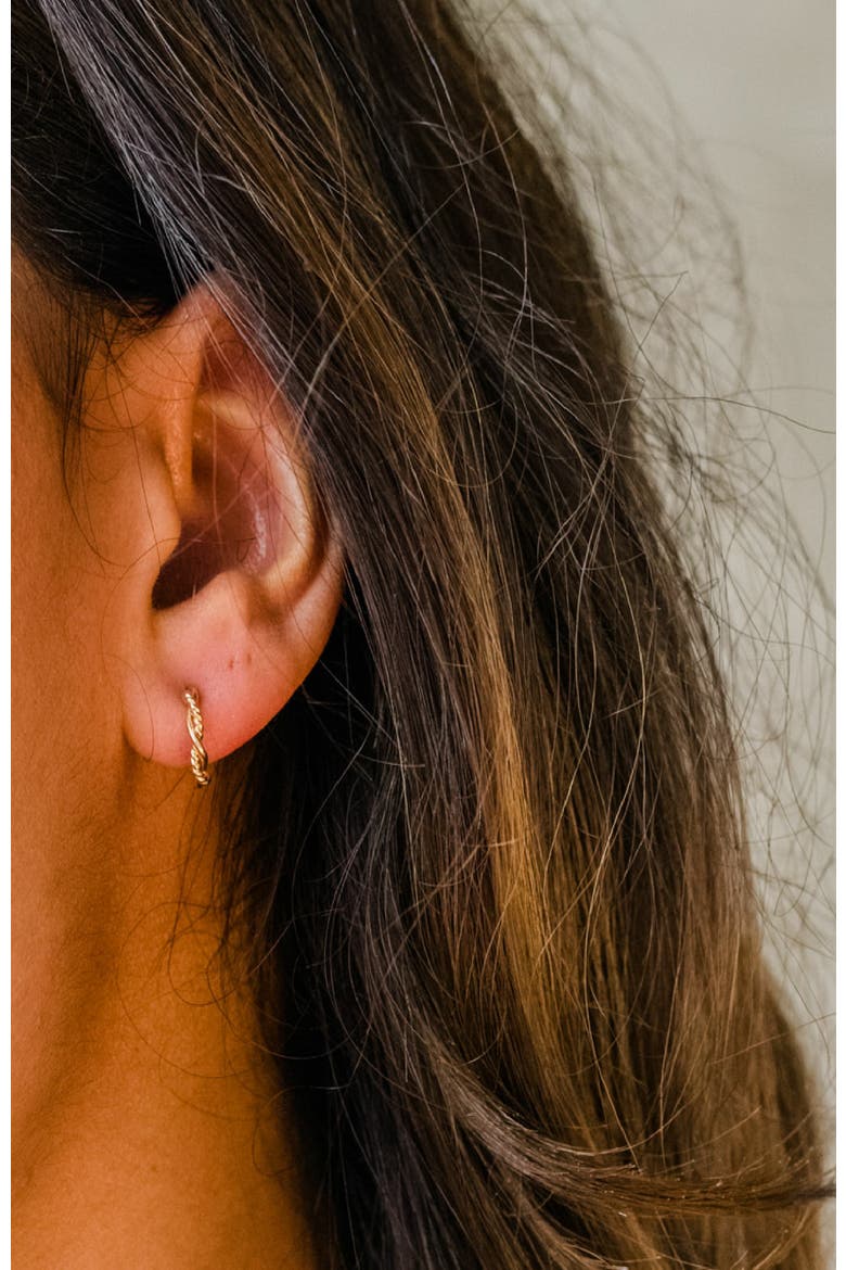 Braided Mini Hoops, Alternate, color, Gold-filled